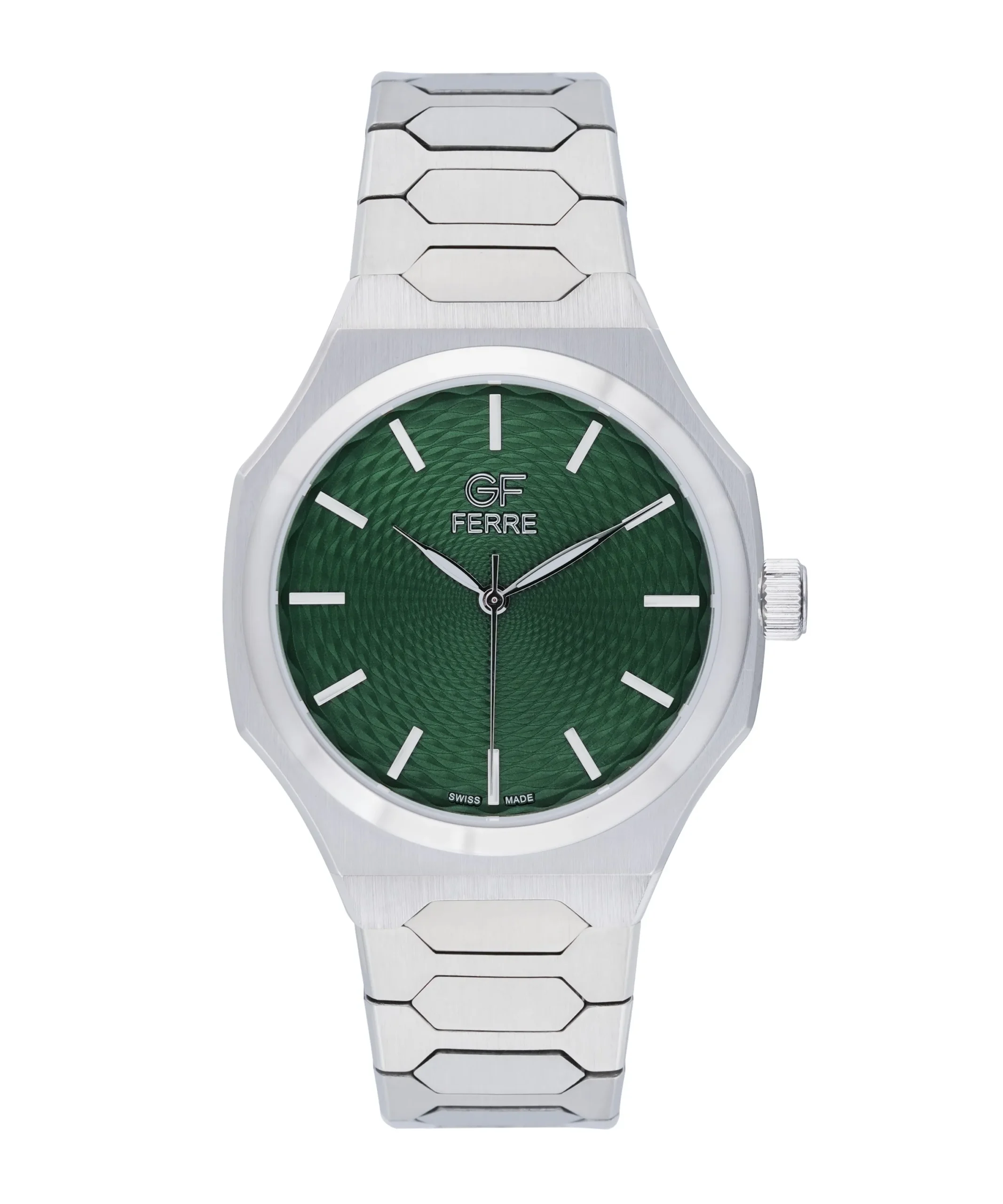 GFSSGN6017G.webp GF Ferre- Gents- SS Case- Green Dial- SS Band - Image 1