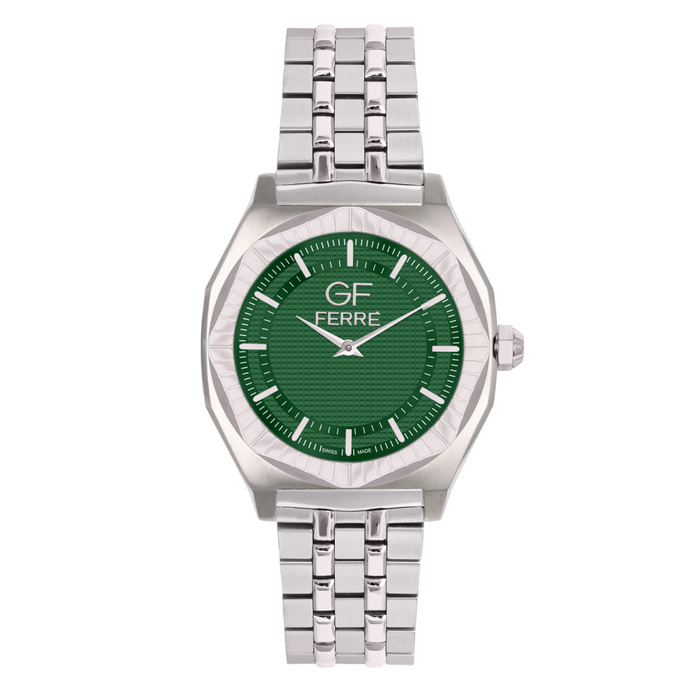 GFSSGN8064G.webp GF Ferre- Gents- SS Case- Green Dial- SS Band - Image 1