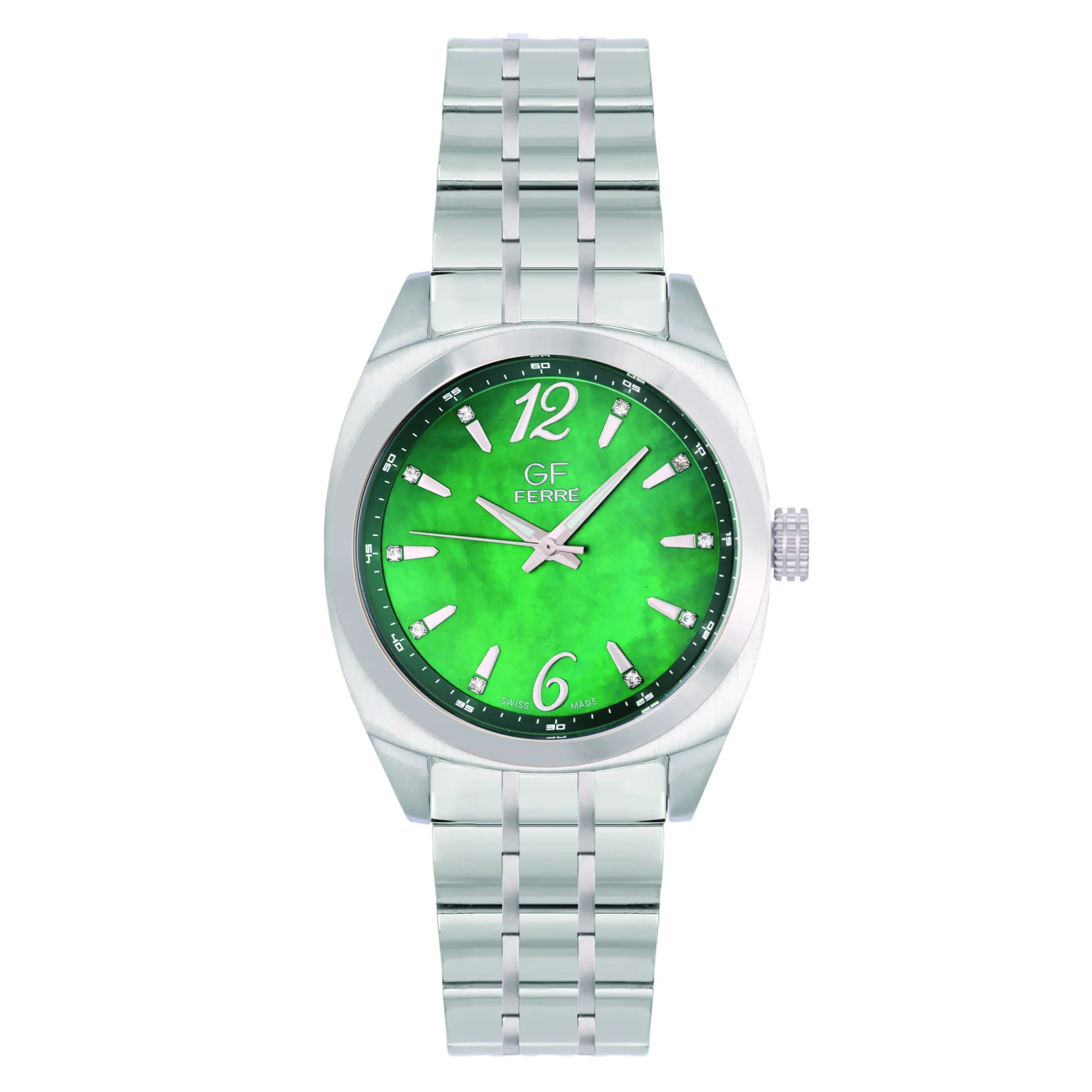GFSSGN8931G.webp GF Ferre- Gents- SS Case- Green Dial- SS Band - Image 1