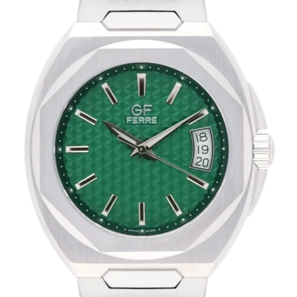 GF Ferre- Gents- SS Case- Green Dial- SS Band