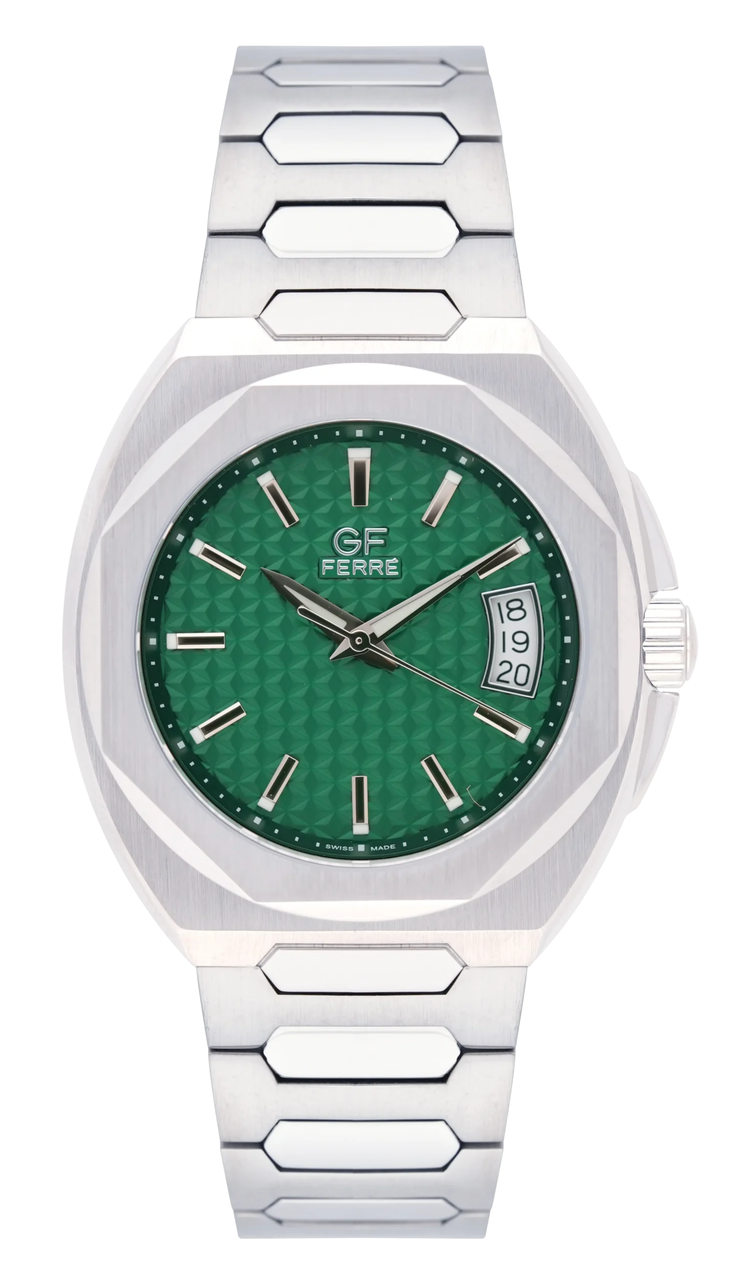 GFSSGN8969M.webp GF Ferre- Gents- SS Case- Green Dial- SS Band - Image 1