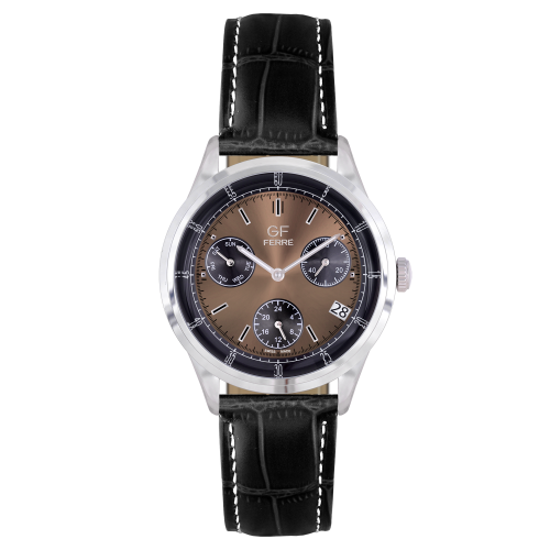 GFSSGY8155G.webp GF Ferre- Gents- SS Case- Grey Dial- Black Strap - Image 1