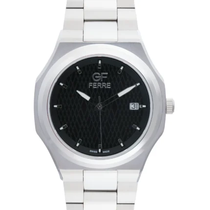 GF Ferre- Gents- SS Case- Black Dial- SS Band