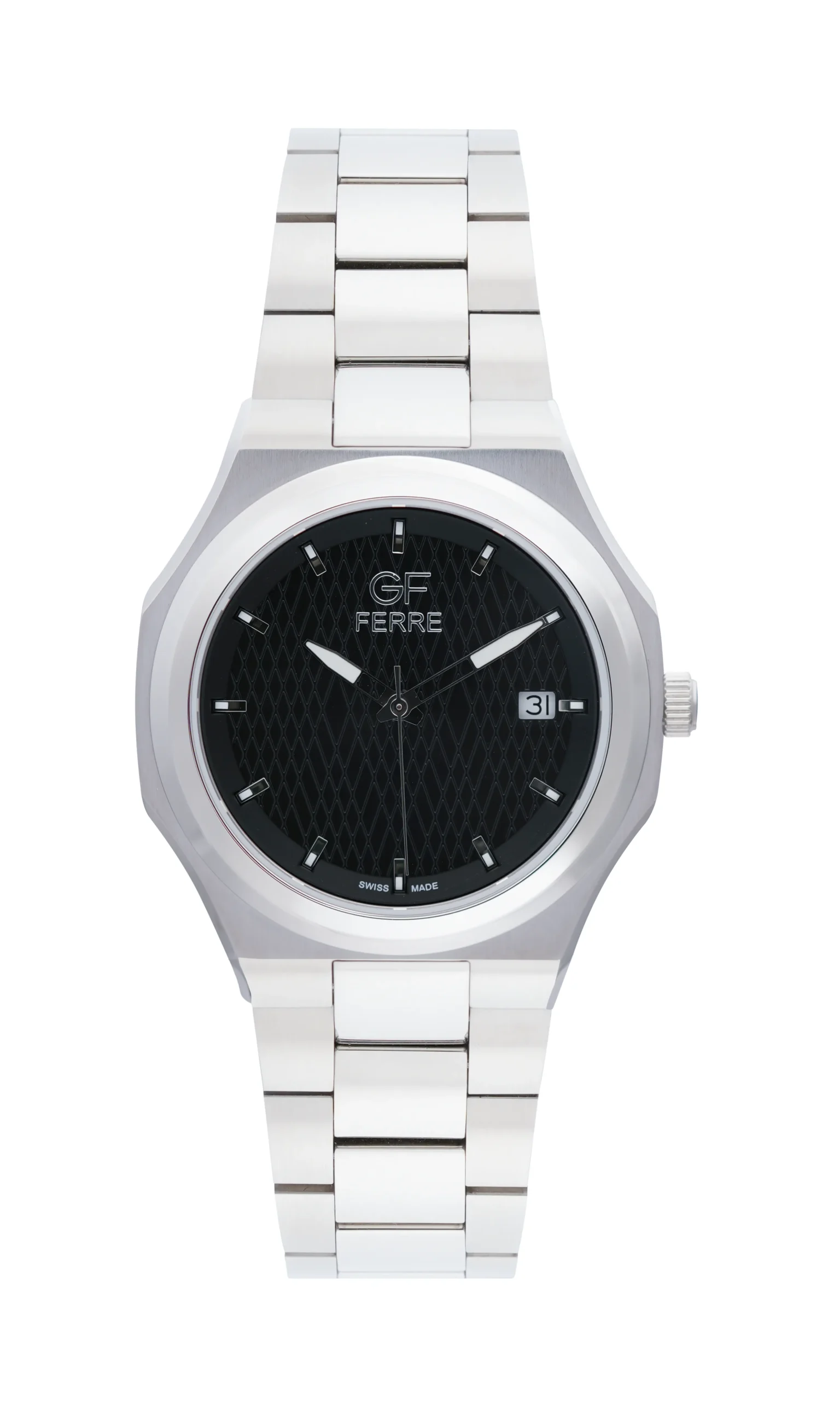 GFSSKB6015G.webp GF Ferre- Gents- SS Case- Black Dial- SS Band - Image 1