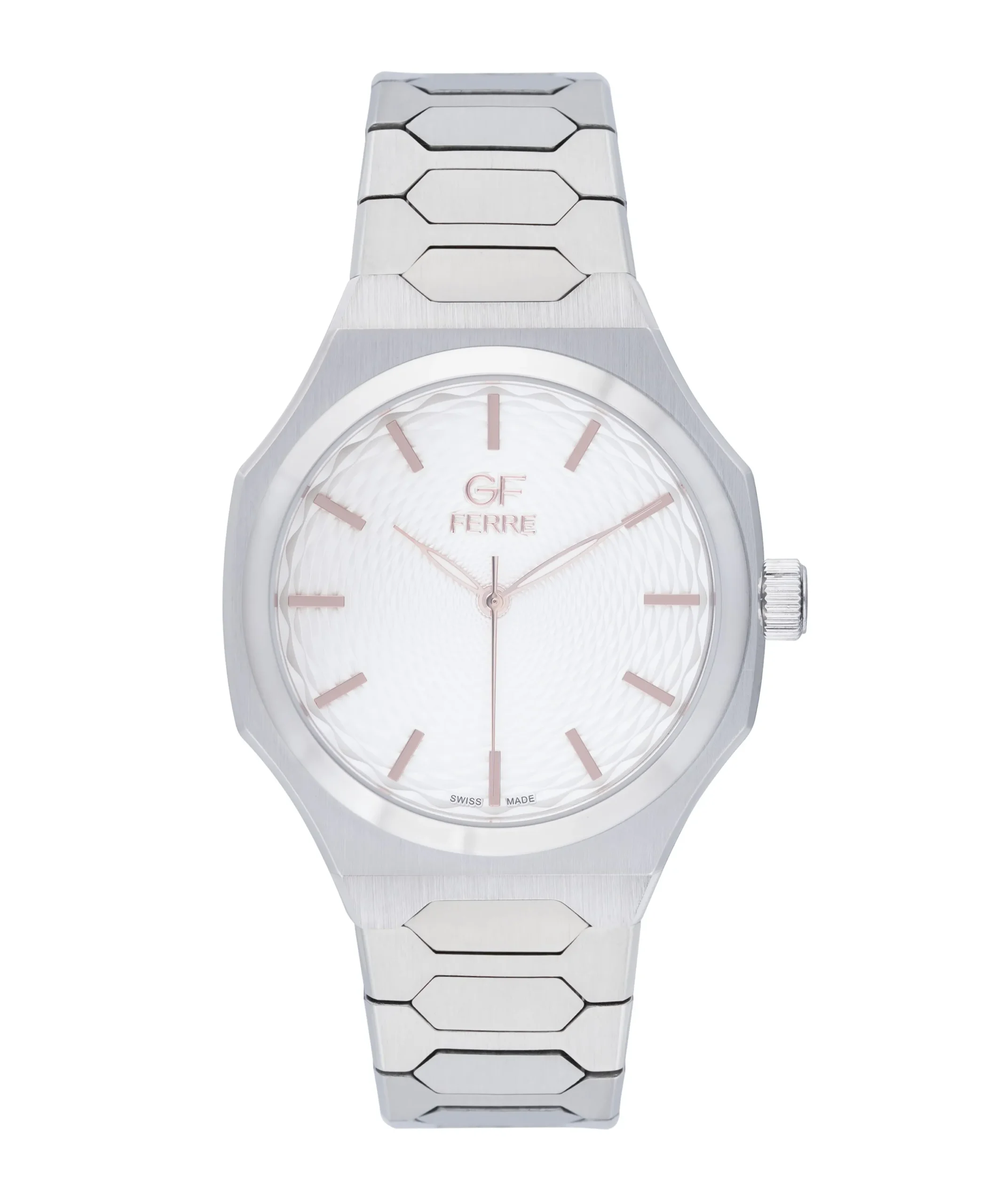 GFSSRG6017G.webp GF Ferre- Gents- SS Case- White (RG Index) Dial- SS Band - Image 1