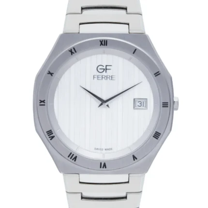 GF Ferre- Gents- SS Case- White Dial- SS Band