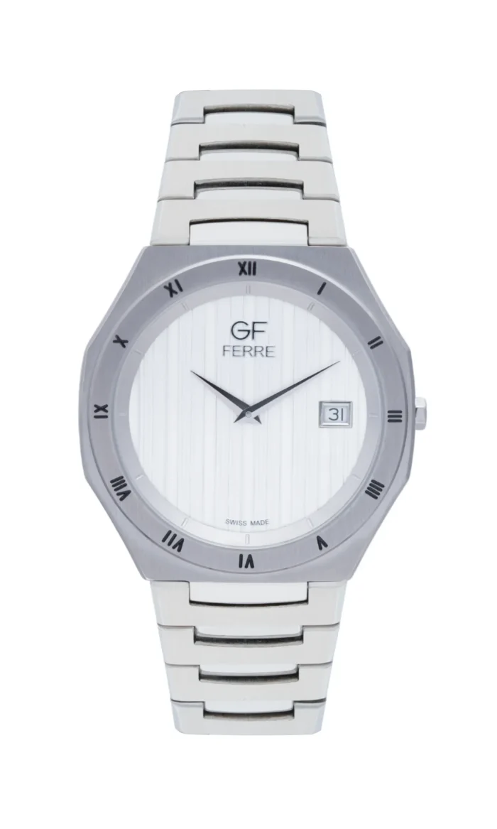 GF Ferre- Gents- SS Case- White Dial- SS Band - Image 1