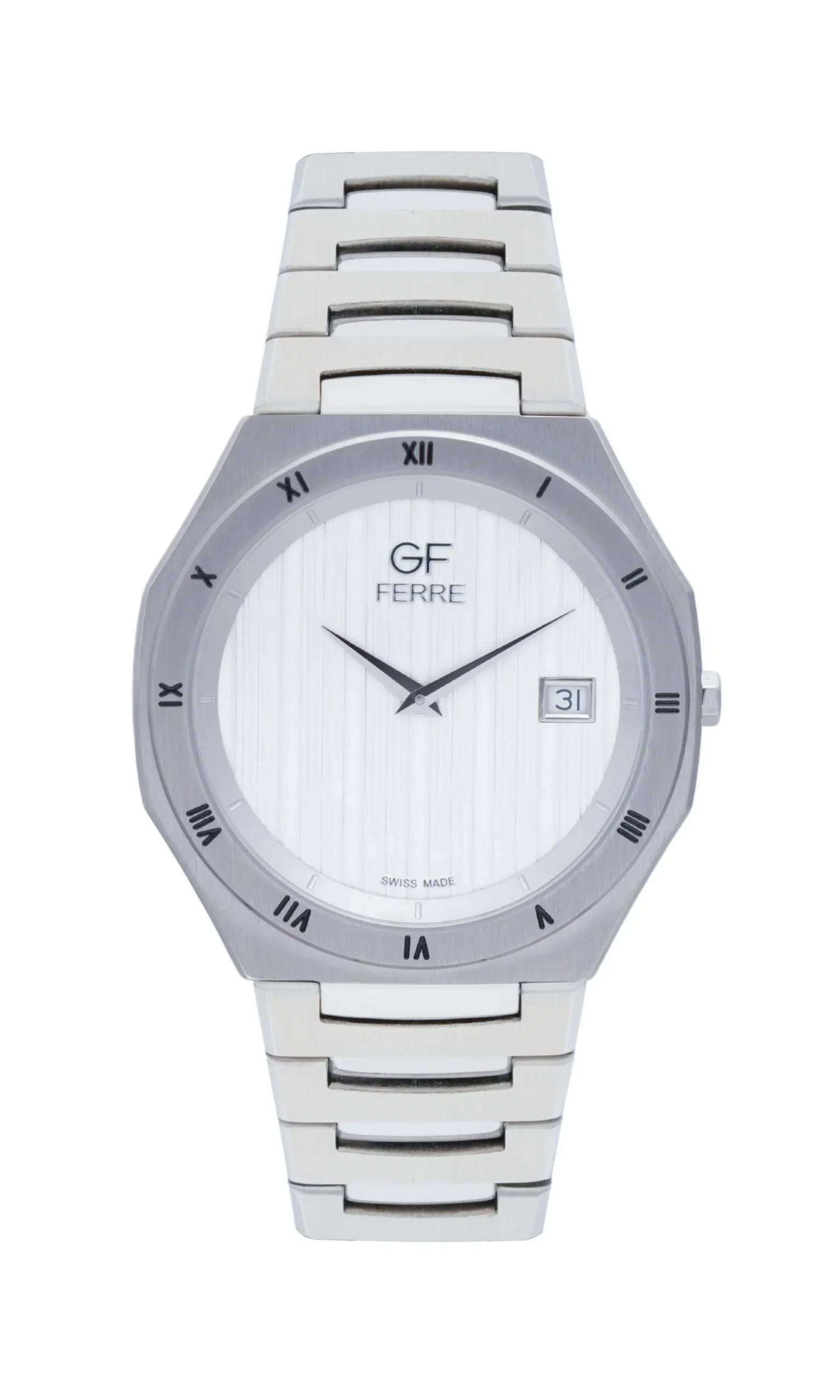 GFSSW2486G.webp GF Ferre- Gents- SS Case- White Dial- SS Band - Image 1