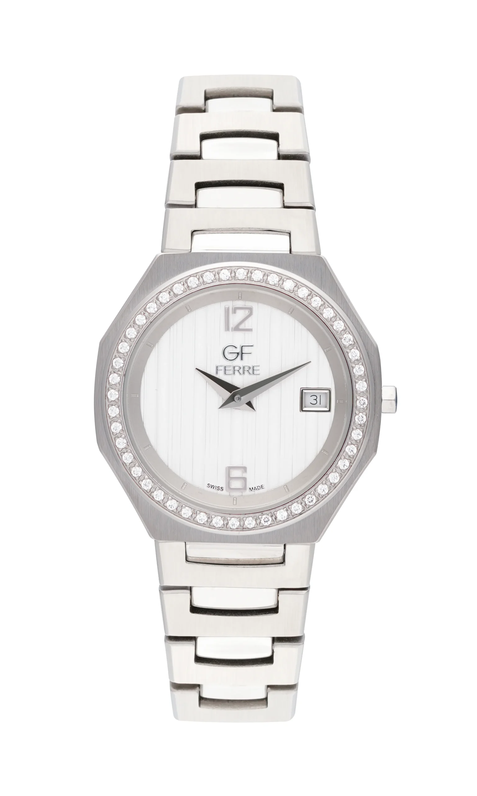 GFSSW2486L.webp GF Ferre- Ladies- SS Case- Silver Dial- SS Band- CZ - Image 1