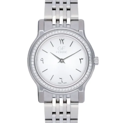 GF Ferre- Ladies- SS Case- White Dial- SS Band- CZ