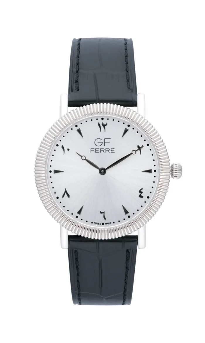 GF Ferre- Unisex- SS Case- White Dial- Black Leather - Image 1