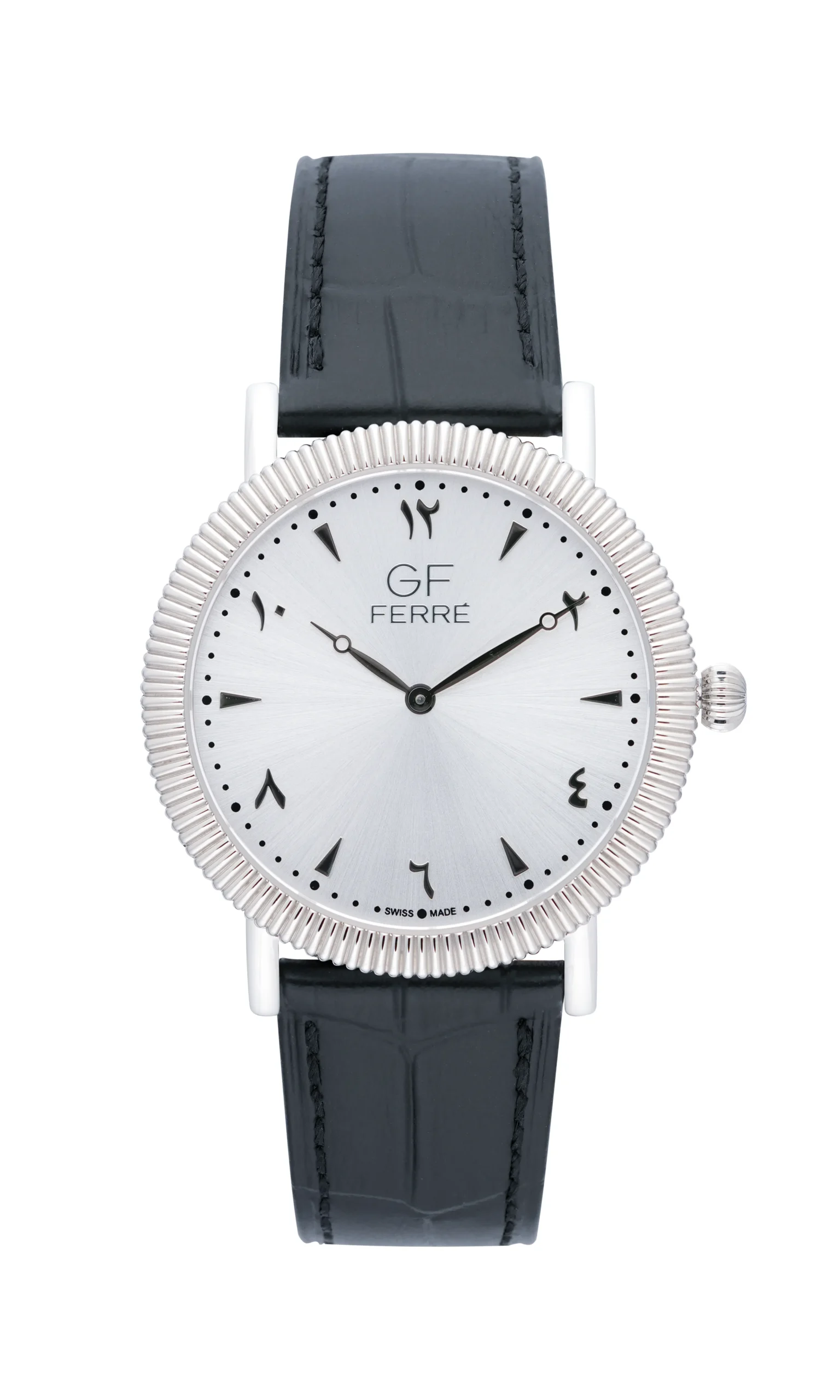 GFSSW29615M.webp GF Ferre- Unisex- SS Case- White Dial- Black Leather - Image 1