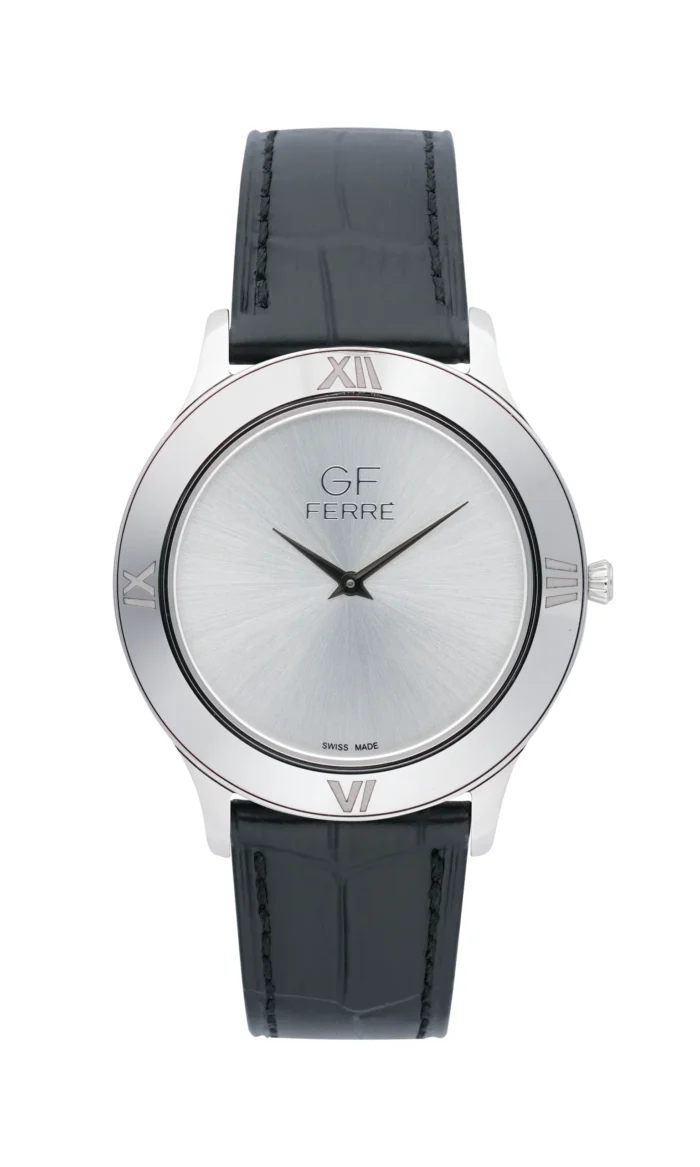 GF Ferre- Unisex- SS Case- White Dial- Black Leather - Image 1
