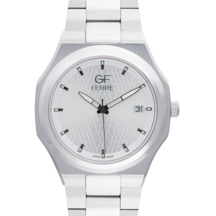 GF Ferre- Gents- SS Case- White Dial- SS Band