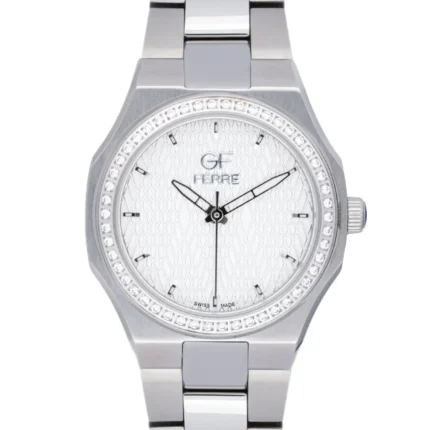 GF Ferre- Ladies- SS Case- White Dial- SS Band- CZ