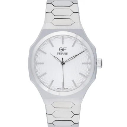 GF Ferre- Gents- SS Case- White Dial- SS Band