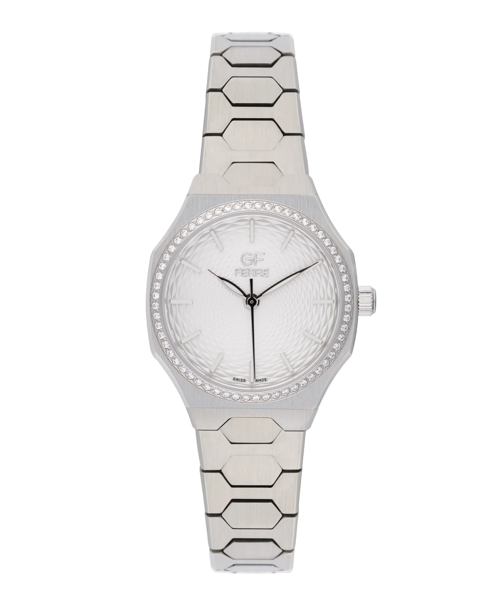 GFSSW6017LZ.webp GF Ferre- Ladies- SS Case- White Dial- SS Band- CZ - Image 1