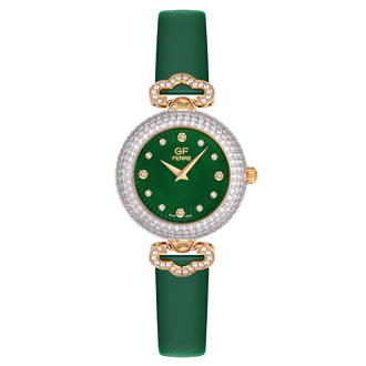GF Ferre- Ladies- TTGP Case- Green Dial- Green Leather Strap- CZ