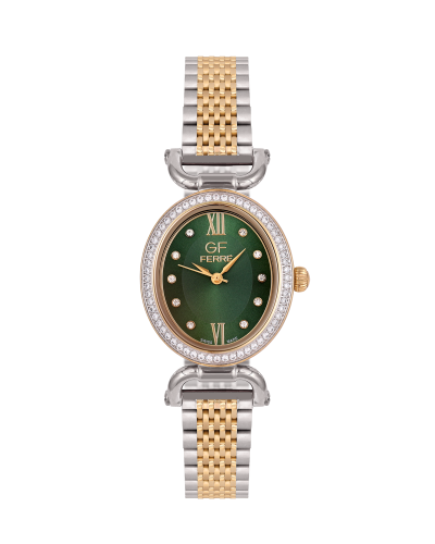 GFTGN3186LZ.webp GF Ferre- Ladies- TTGP Case- Green Dial- TTGP Band- CZ - Image 1