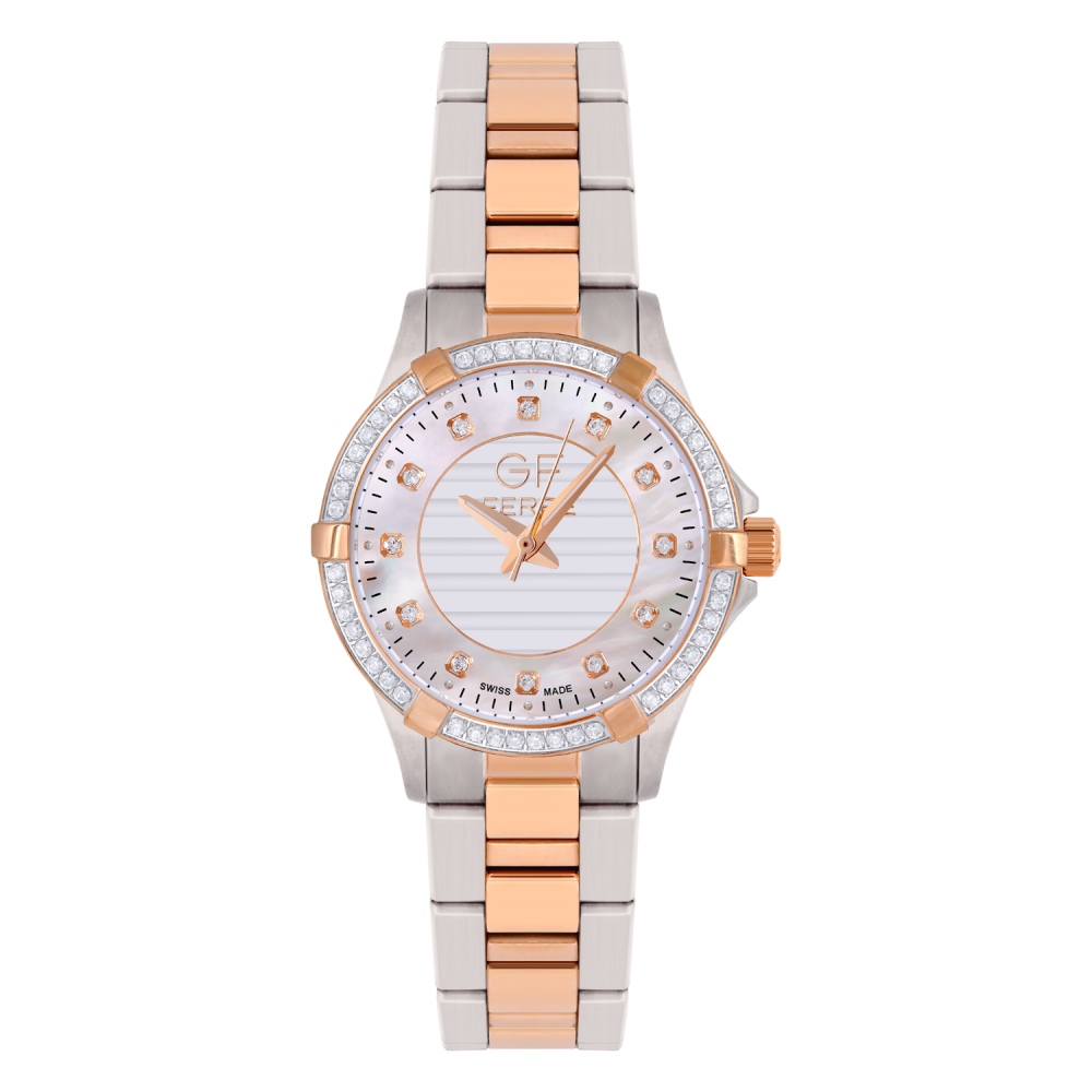 GFTR170031LZ.webp GF Ferre- Ladies- TTRG Case- MOP Dial- TTRG Band- 59 CZ - Image 1