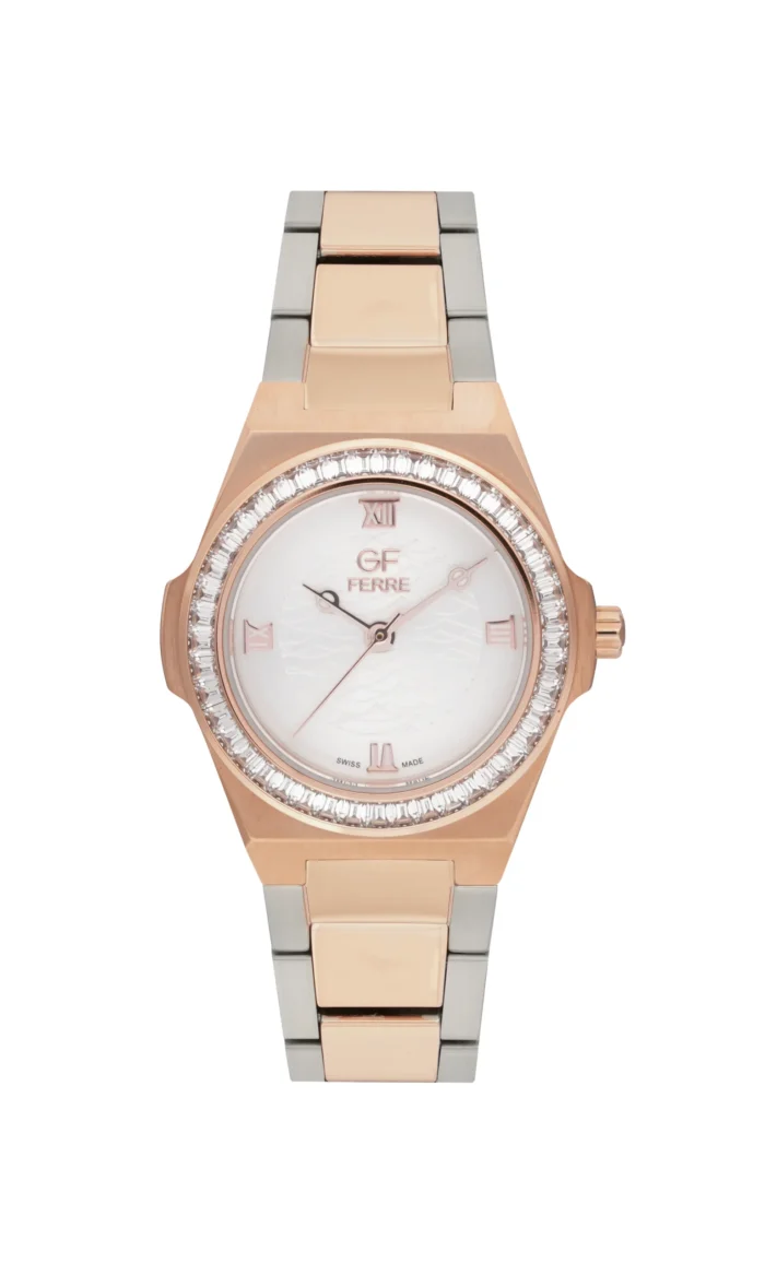 GF Ferre- Ladies- TTRG Case- White Dial- TTRG Band- CZ - Image 1