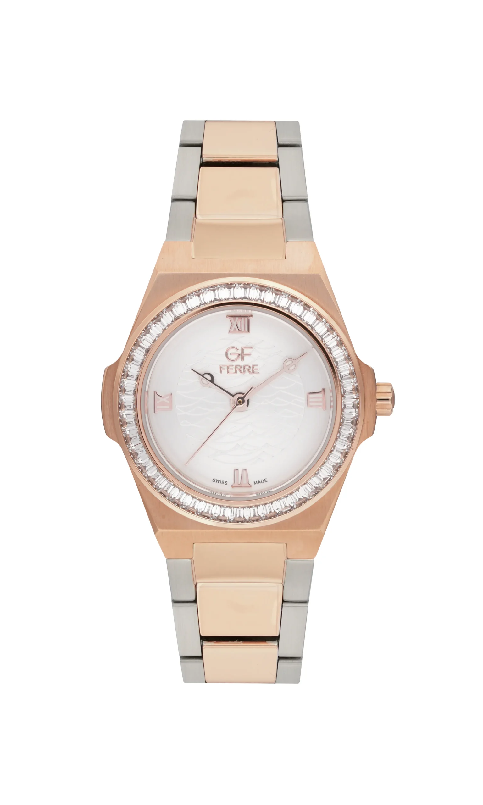 GFTR6004LZ.webp GF Ferre- Ladies- TTRG Case- White Dial- TTRG Band- CZ - Image 1