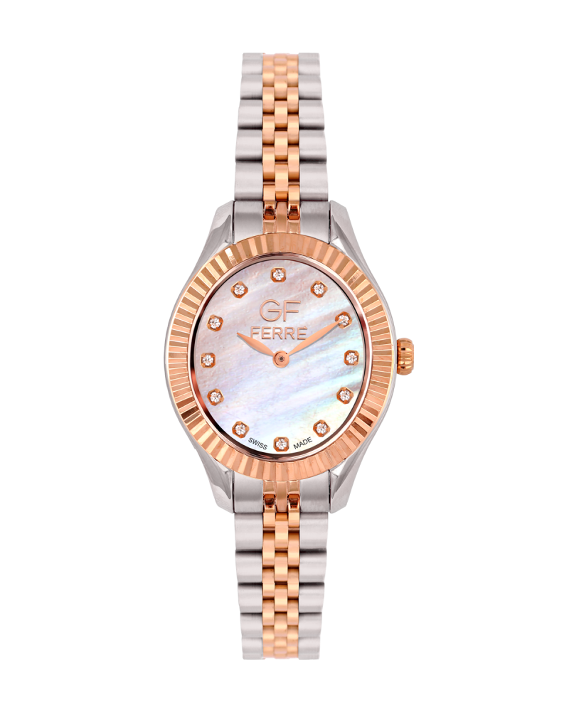 GFTR8063LZ.webp GF Ferre- Ladies- TTRG Case- MOP Dial- TTRG Band- CZ 76 - Image 1