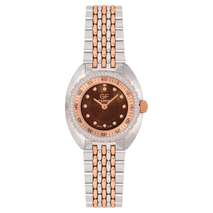 GF Ferre- Ladies- TTRG Case- Brown Dial- TTRG Band- CZ - Image 1