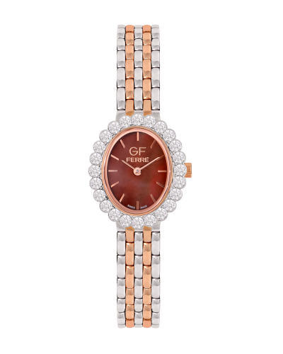 GFTRBR170043LZ.webp GF Ferre- Ladies- TTRG Case- Brown Dial- TTRG Band- CZ - Image 1