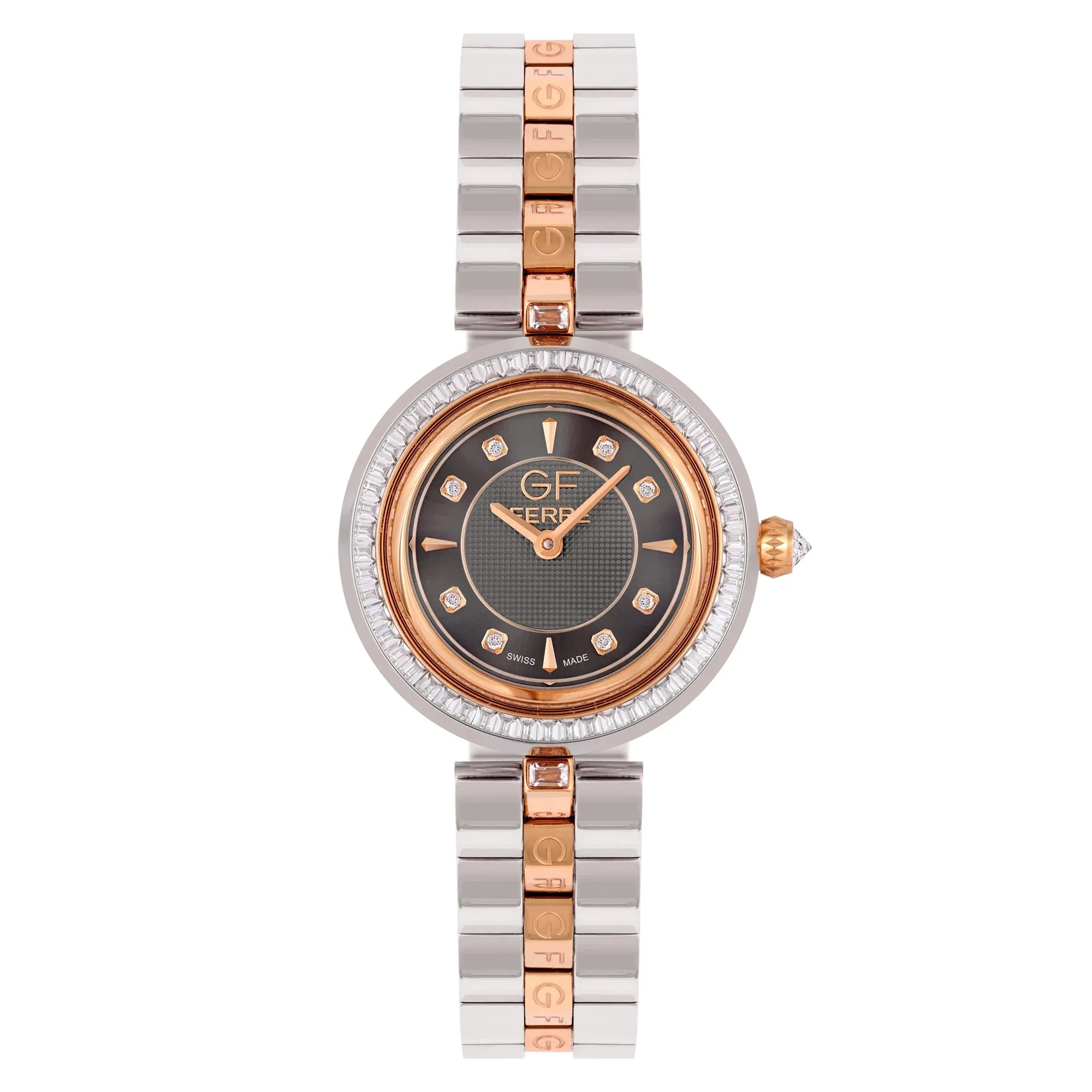 GFTRBR170046LZ.webp GF Ferre- Ladies- TTRG Case- Brown Dial- TTRG Band- CZ - Image 1