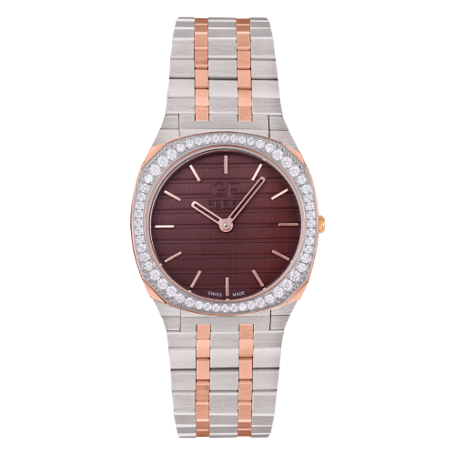 GFTRBR170086L.webp GF FERRE- Ladies- TTRG Case- Brown Dial- TTRG Band- cz - Image 1