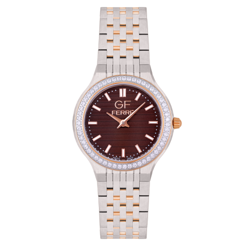 GFTRBR170087L.webp GF FERRE- Ladies- TTRG Case- Brown Dial- TTRG Band- cz - Image 1