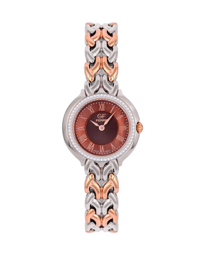 GFTRBR170088LZ.webp GF Ferre- Ladies- TTRG Case- Brown Dial- TTRG Band- 60 CZ - Image 1