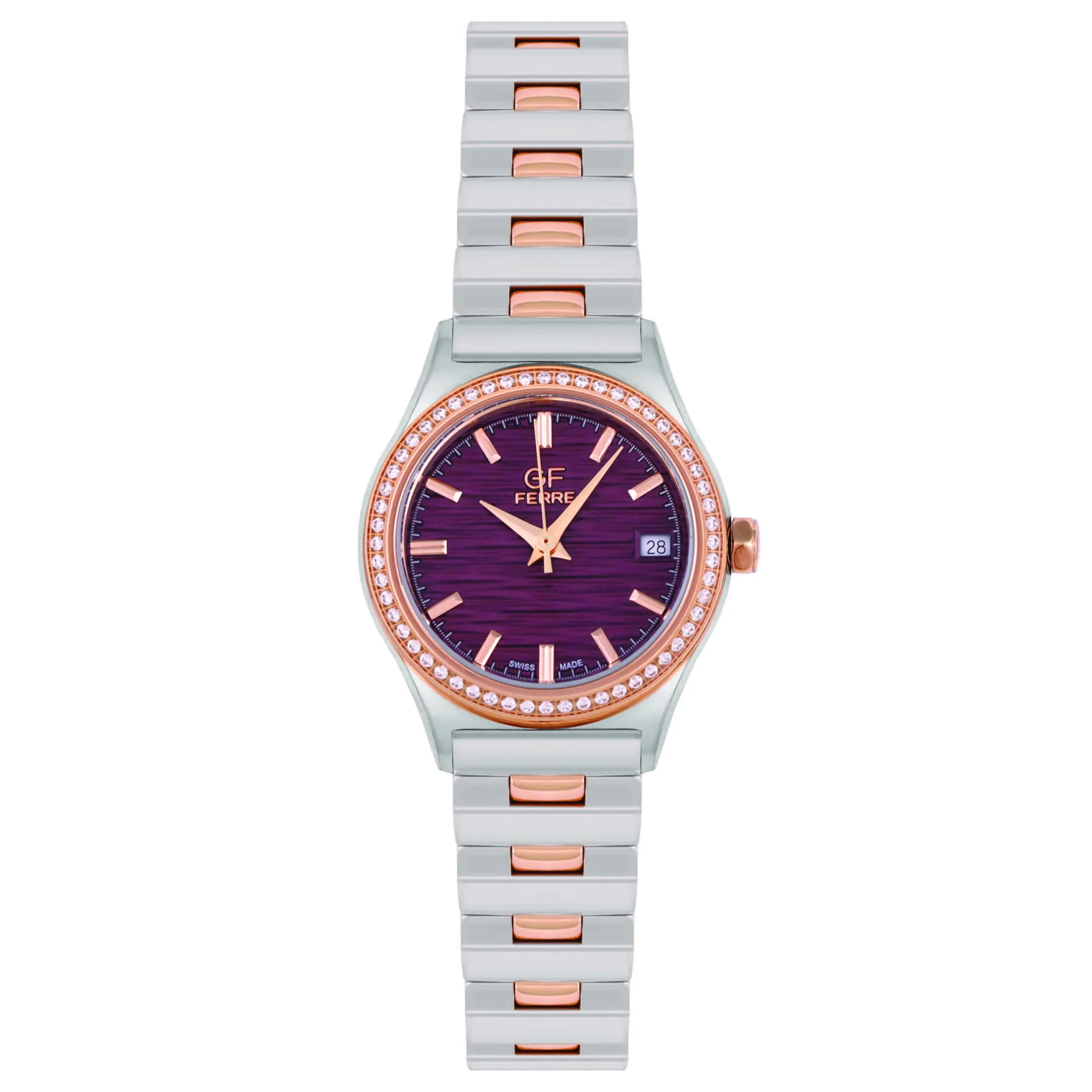 GFTRBY24360LZ.webp GF Ferre- Ladies- TTRG Case- Burgundy Dial- TTRG Band- CZ - Image 1