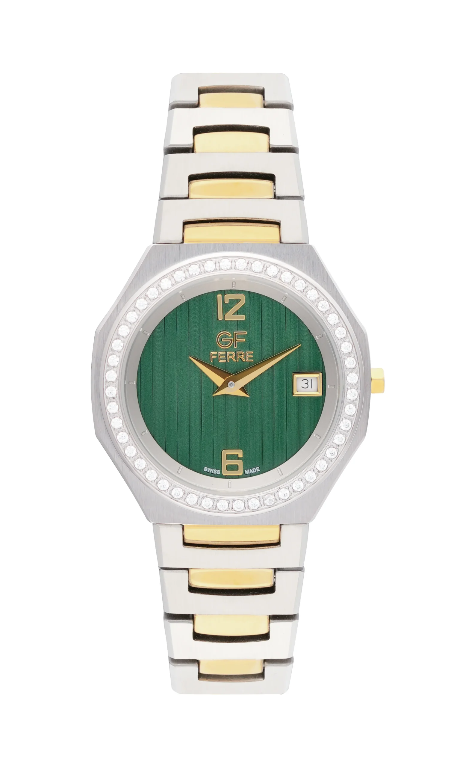 GFTTGPGN2486L.webp GF Ferre- Ladies- TTGP Case- Green Dial- TTGP Band- CZ - Image 1