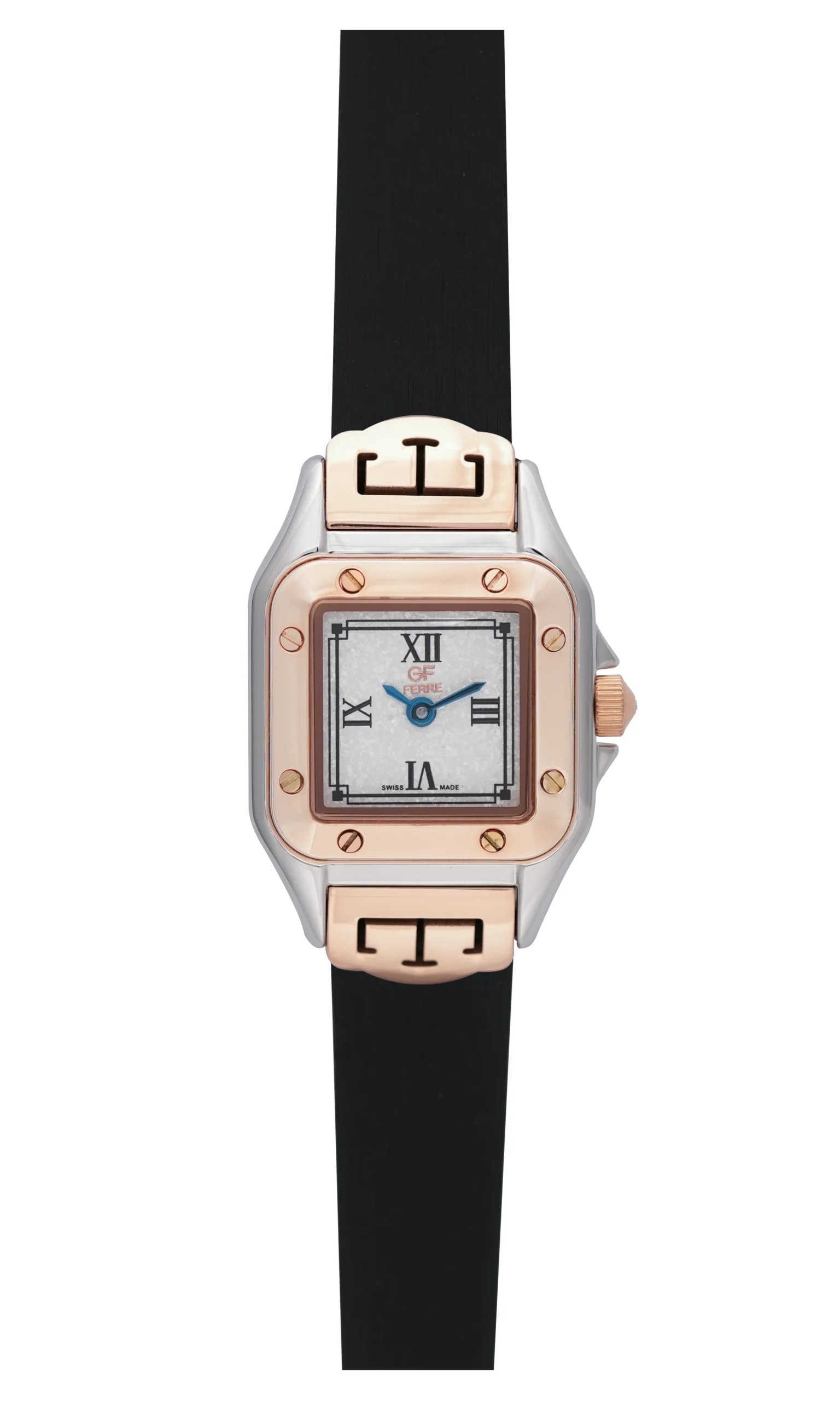 GFTTRG2357.webp GF Ferre- Ladies- TTRG Case- White Dial- Black Leather Strap - Image 1
