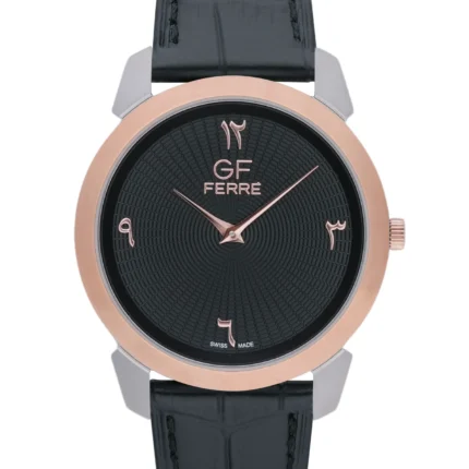 GF Ferre- Unisex- TTRG Case- Black Dial- Black Leather
