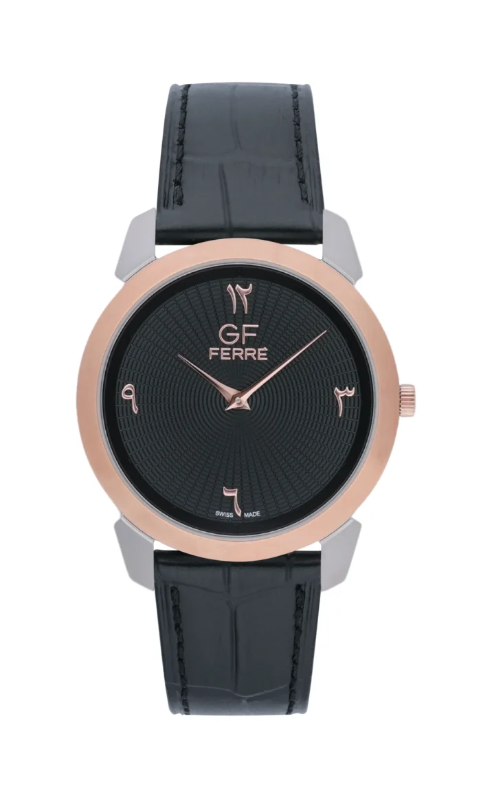 GF Ferre- Unisex- TTRG Case- Black Dial- Black Leather - Image 1