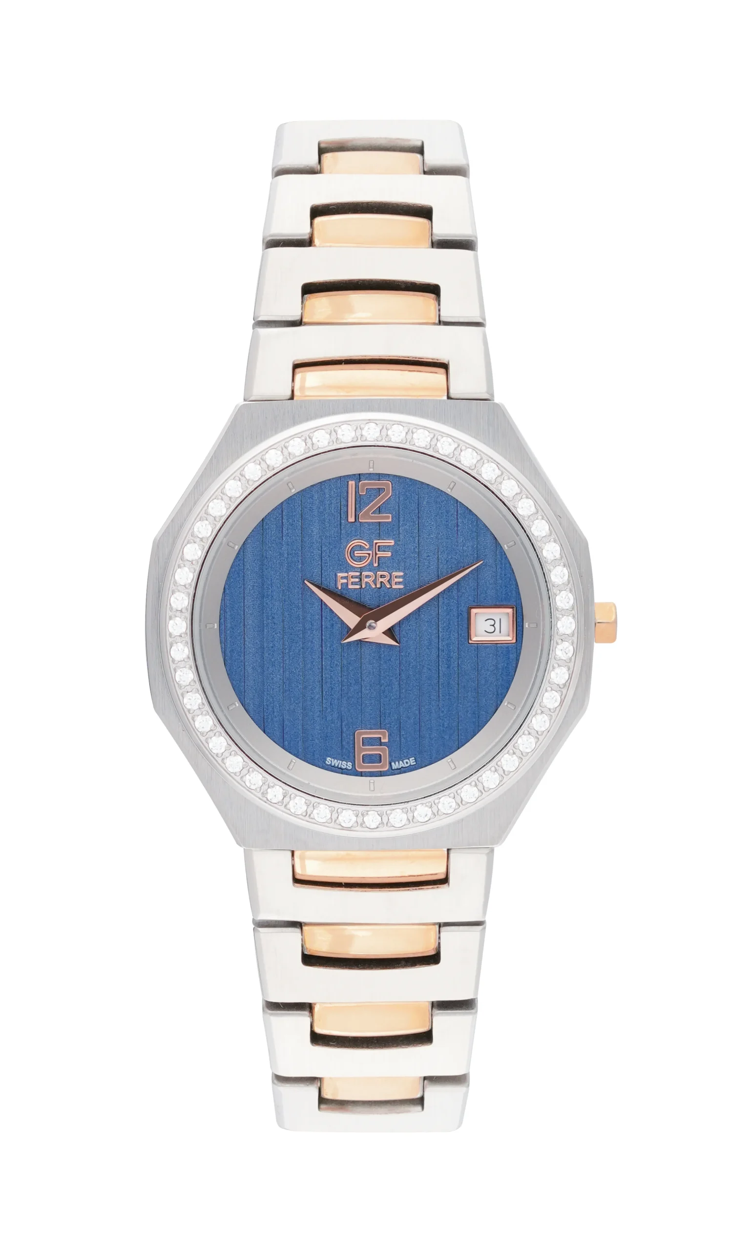 GFTTRGBU2486L.webp GF Ferre- Ladies- TTRG Case- Blue Dial- TTRG Band- CZ - Image 1