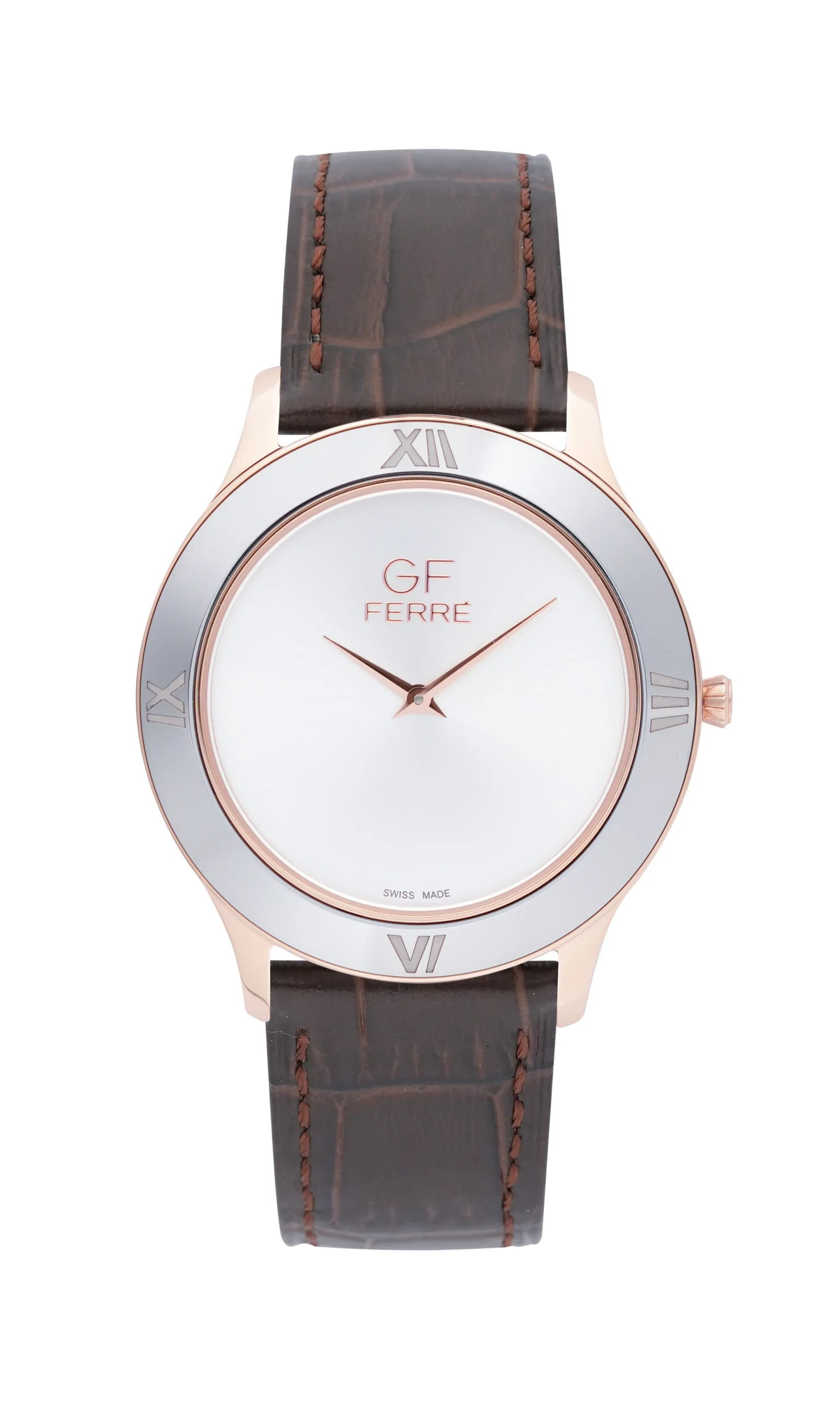 GFTTRGW29616M.webp GF Ferre- Unisex- TTRG Case- White Dial- Brown Leather - Image 1